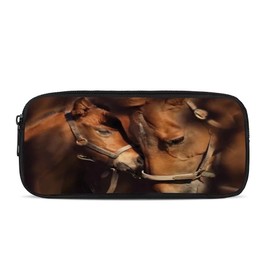 chaqlin Large Capacity Pencil Case for School Office Students Pencil Case, Brown Horse, Coin purse