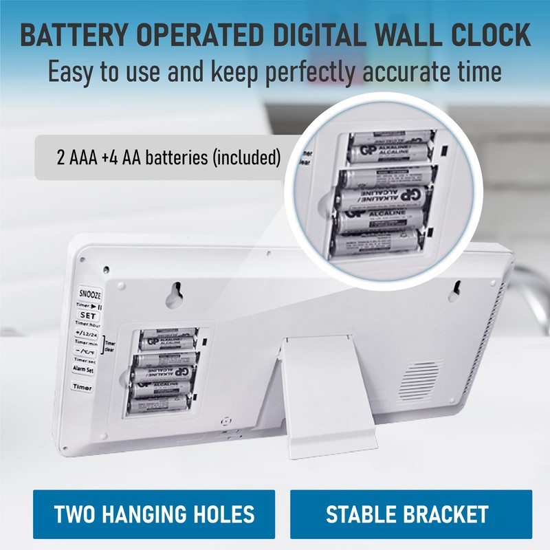 TXL 18.44" Large Digital Wall Clock with Backlight, Battery Operated