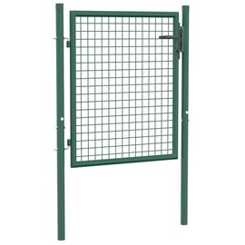 vidaXL Wire Mesh Fence Gate, Garden Gate for Entryway, Patio, Yard, Heavy-Duty Steel, Easy In-Ground Installation, Anti-Rust, Lockable, 3.28ft Wx2.46ft H Green