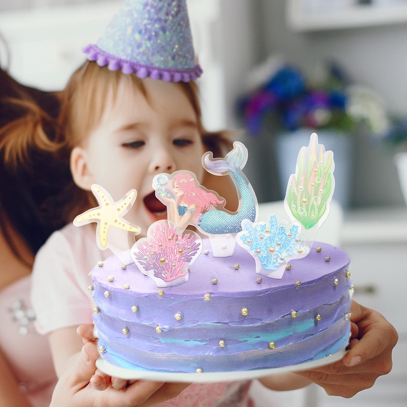 14 piezas de decoración para tartas de sirena bajo el