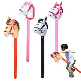 Pack of 4 Inflatable Horse Balloons, Inflatable Horse Sticks, Inflatable Horse Head Sticks, for Boys and Girls, Horses, Birthday Party Gifts, Props Decoration