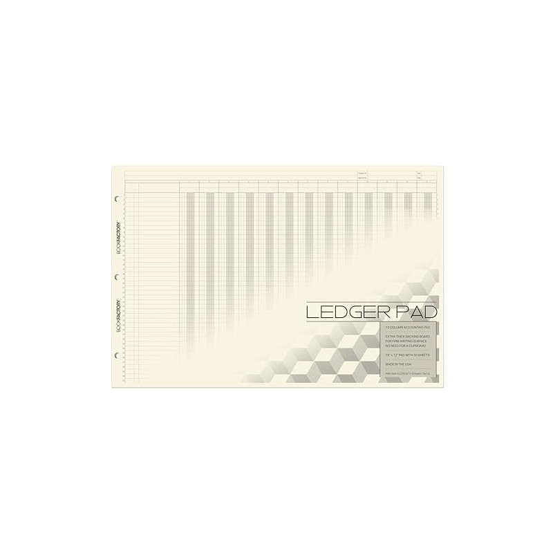 BookFactory Ledger Pad/Large 13 Column Accounting Ledger Columnar (Thirteen Columns)