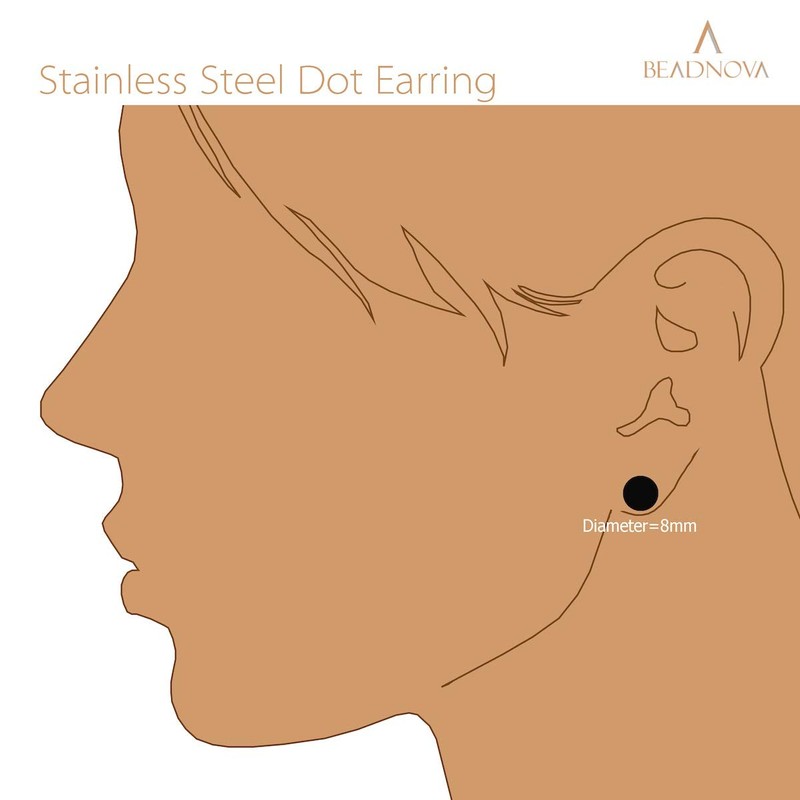 BEADNOVA Stud Earrings Flat Circle Piercing Earrings Black Post Earrings