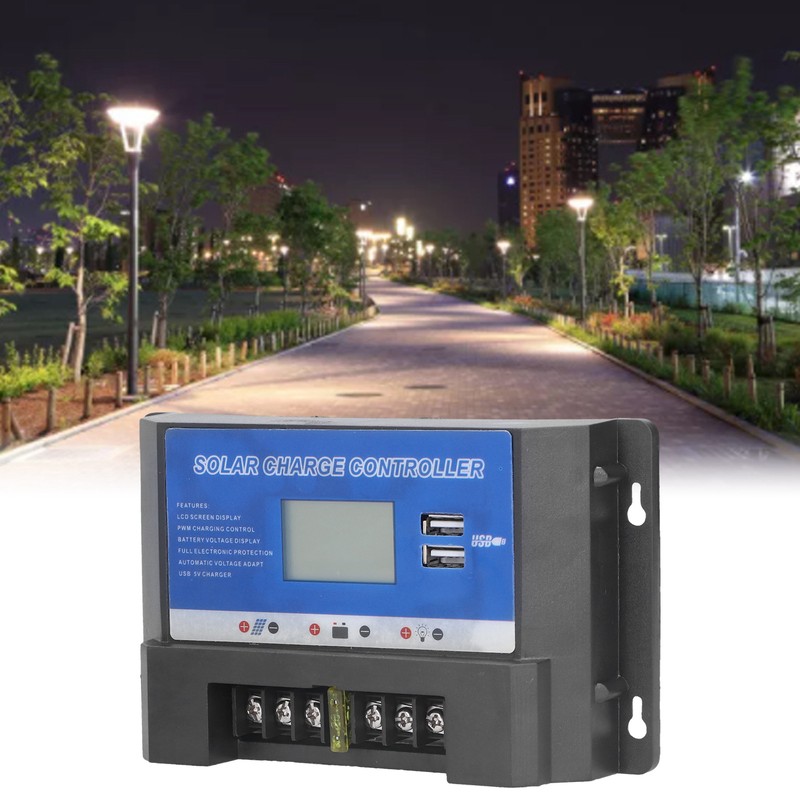 Solar Charge Controller LCD Display Dual Usb Interface Durable Solar