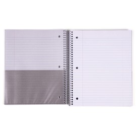 Mintra Office Durable Spiral Notebooks, 5 Subject, (Sage Green, Wide Ruled 1pk), 200 Sheets, 5 Poly Pockets, Moisture Resistant Cover, School, Office, Business, Professional