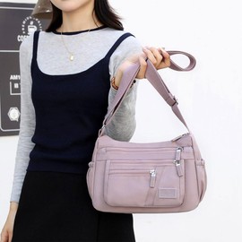 FAVORTALK Women's Cross-Body Bags Multi Pocket Handbag Purple Casual Waterproof Crossbody Bag Ladies with Adjustable Strap for Shopping - B41510