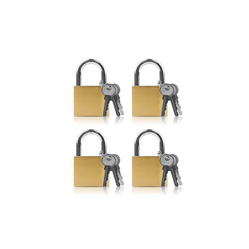 Lamondre 4 Padlocks 32mm Padlock, Small Padlock with Keys, Mini