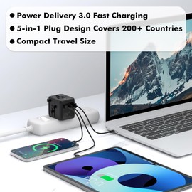 TRAVEL DEPOT Universal Travel Adapter w/USB Ports, GaN All in One