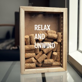 hvfun 8"X11" Rustic Natural Wood Shadow Box with Lights,LED-lit Display case for Wine Corks, Tickets, and Creative Exhibits,Artistic Presentations