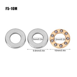 Pack of 10 thrust ball bearings, steel miniature high precision flat steel bearing set, aeroplane axial ball bearing (F5-10M 5 x 10 x 4 mm), pillow block bearing