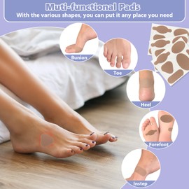 Moleskin for Blisters, Moleskin Adhesive Pads, Multi-Shaped Moleskin Padding for Feet, Shoes, Toes, Heel | Blister Prevention Tape Patch Reduce Friction - 4 Sheets (24 Pieces Total)