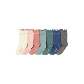 Vertbaudet Pack of 7 Girls' Socks Weekdays Oeko-Tex, Blush