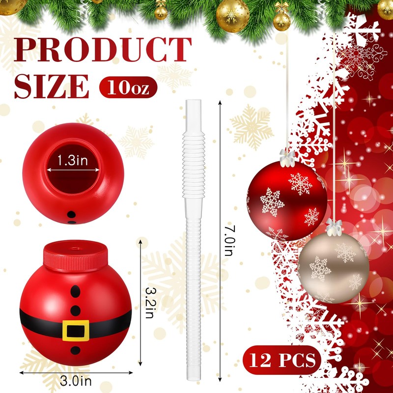 Sliner 12 Pcs Christmas Santa Bulb Cups with Lid and