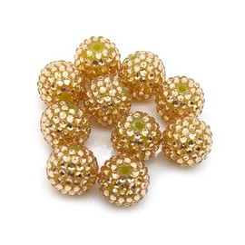 50 abalorio redondas de bolas de discoteca de 20 mm de gran tamaño con diamantes de imitación, color pintado para joyas, pulseras, collares, bolígrafos, bolsas, suministros de abalorios (20 mm de oro