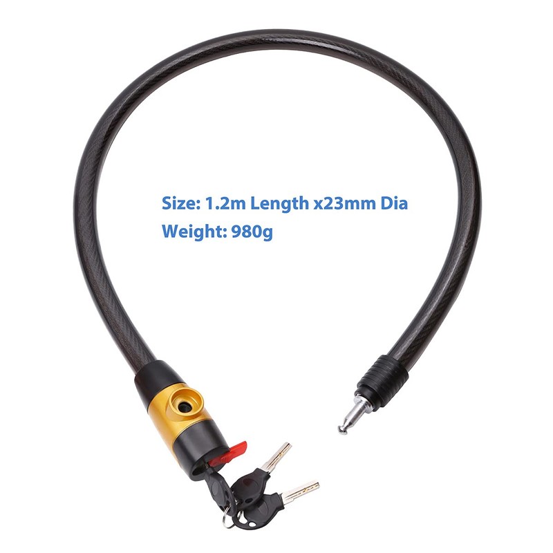 Heavy-Duty Cable Lock, Anti-Theft Outdoor Waterproof Locks for Bike, Motorcycle,