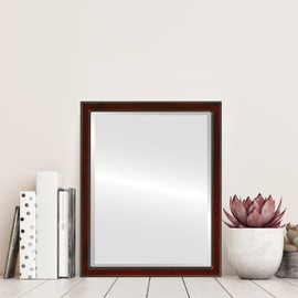 OVALCREST Rectangle Beveled Wall Mirror for Home Decor - Toronto Style - Vintage Cherry - 14x18 Outside Dimensions