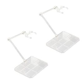 Action Base Plastic Model Stand, 1/144 Scale Tamashii Stage Display Stand, Clear, White Base, Fixed Angle, Set of 2