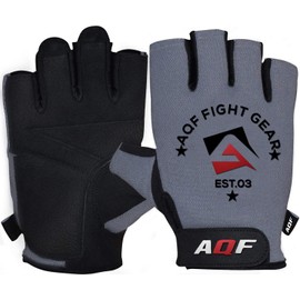 AQF Weight Lifting Gloves Training Fitness Exercise Gym Workout Gloves – Goat Leather Suede Gel Padded Palm (Grey, Large)