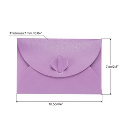 PATIKIL Mini Envelopes, 50 Pack Heart Clasp Tiny Items Storage Cute Present Card Holder for Wedding Greeting Party, Purple