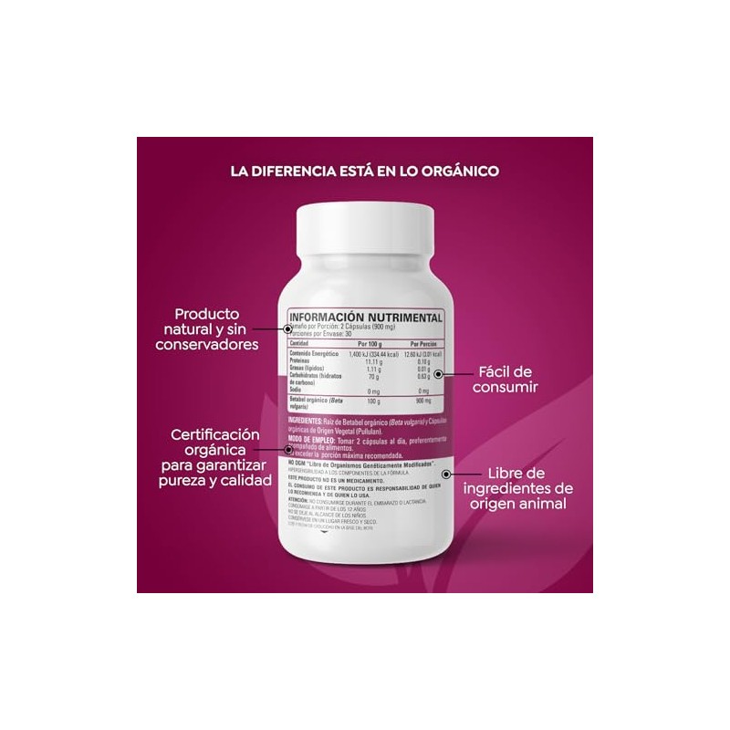 BEET ROOT (BETABEL) ORGÁNICO - USDA - 60 CÁPSULAS