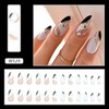 Press on Nails Medium Almond Fake Nails Black White False