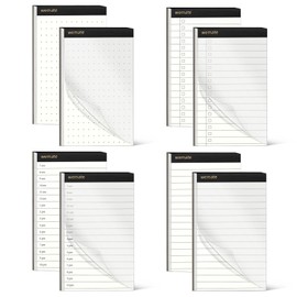 WEMATE 8 Refills Set of 8 A7 Pocket Horizontal Ruled Vertical-Dots - Time Schedule, 8 Pages in 4 Types, Meeting Notepad, Daily Record