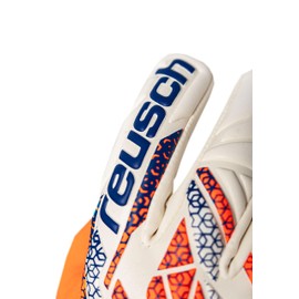 Reusch Attrakt Gold X NC atmungsaktive Torwarthandschuhe Herren und Frauen Fußballhandschuhe für Erwachsene geeignet für alle Wetterbedingungen und Spielfeldoberflächen, orange-blau, 8,5