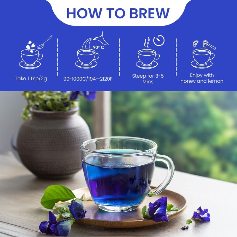 BLUE TEA - Butterfly Pea Flower Tea - 3.52 Oz
