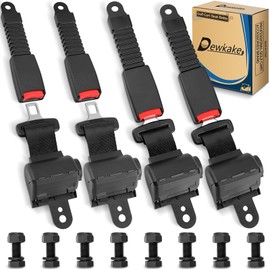 Dewkake Golf Cart Seat Belts Kit, 4pcs Universal Retractable Front and Rear Golf Cart Seat Belt Kit for EZGO, Club Car