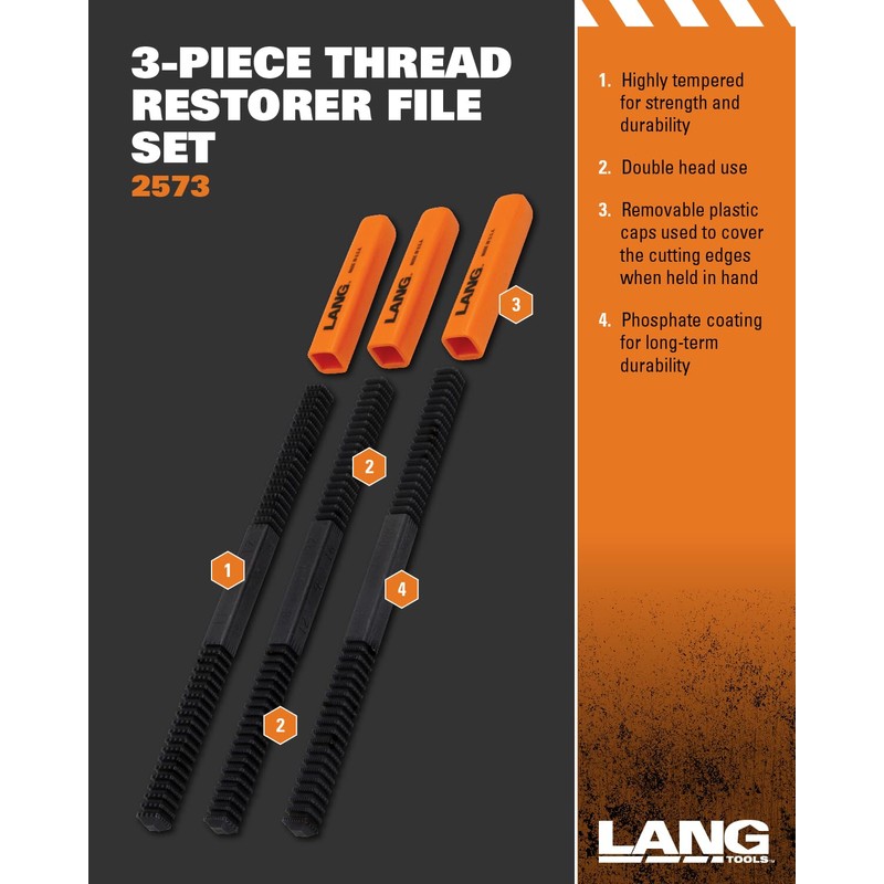 Lang Tools 2573 3-Piece Thread Restorer File Set , Black