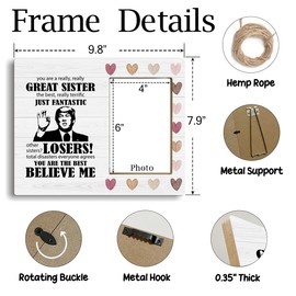 Sister Picture Frame Plaque Wood Photo Frame You're Really Great Sister Funny Trump Sister Gift Unique Sister Gifts Best Friends Picture Frame Funny Gifts for Sisters Tabletop Picture Frame - JK0398