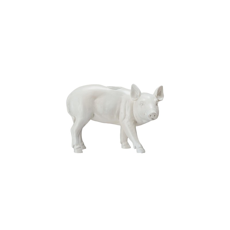 Creative Co-Op Country Charm Pig Taper Holder, White