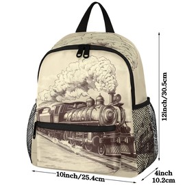 LOMBARDIDEN Toddler Backpack for Boys Girls - 12 Inch Steam Train Kids Backpacks Preschool Kindergarten Back Pack Lightweight Waterproof Schoolbag Book Bag for School