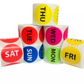 Labels and More 2" Round Blue Day of the Week SUNDAY Inventory Labels 500 Per Roll
