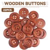 22pcs Brown Round Wood Buttons 4 Holes,Craft Buttons for Sewing