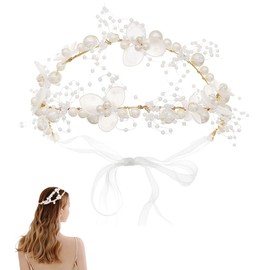 FAIRYGATE Hair Band Women's Flower Bride Wedding Headband Gold Bridal Hair Accessories Crystal Prom Beads Headpiece for Women and Girls 4910