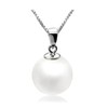 Qimily 18K Gold Freshwater Cultured White Pearl Pendant Necklace 9-10mm