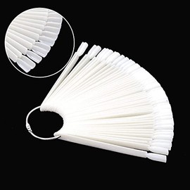 50 Stück Nail Art Tips Ring Stick, Pkouocry Natur Farbe Karte Platten Nagellack Display Ring Sticks, Nagel Salon Übungen Display Nail Tips für Display und Praxis DIY Nail Art Nagelstudios