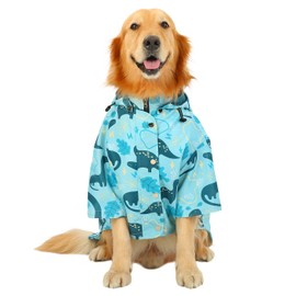 HDE Dog Raincoat Double Layer Zip Rain Jacket with Hood for Small to Large Dogs Dinosaurs - 3XL