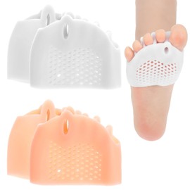 COMNICO 2 Pairs Silicone Toe Separators Metatarsal Gel Pads Ball of Foot Cushions Bunion Corrector Cushion Breathable Soft Gel Foot Cushions for Women Men FootPain Relief