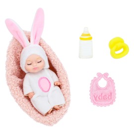 ONEST 5 Pieces 4 Inch Dolls with Accessory Cute Baby Dolls Mini Dolls with Clothes Mini Baby Dolls with Doll Accessories