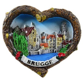 Souvenir Magnet Heart Bruges 7 x 6 cm Fridge Magnet Decorative GCG 3060