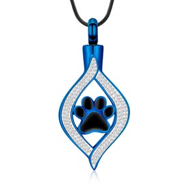 Cremation Jewelry Urn Necklace for Ashes,The Eye of My Heart Urn Necklace Keepsake with Dog/Cat Paw,Stainless Steel Necklace Memorial for Pet Men Women