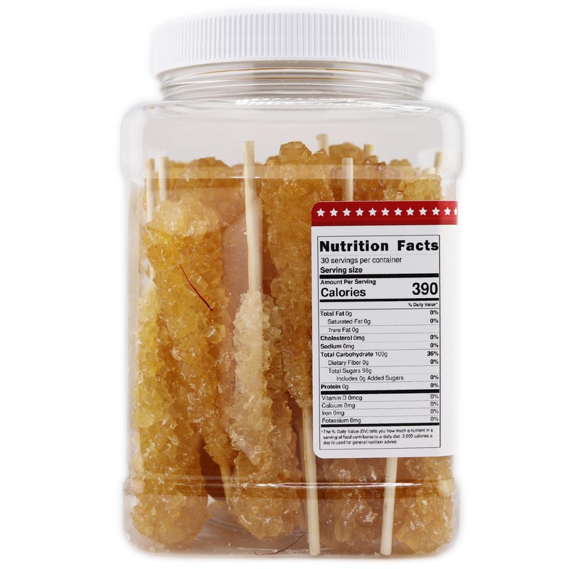 Saffron Flavor Rock Candy on Sticks (30 Count, 20 oz)