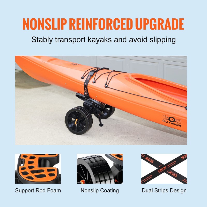 VEVOR Kayak and Canoe Trolley Cart with 10'' Solid Tires，320lbs