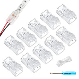 YUTOKEER 2 Pin 8mm SMD LED Connector Kit - 10 Pieces Solderless Connector for 8mm SMD LED Strip, Includes Screwdriver and Opening Tool