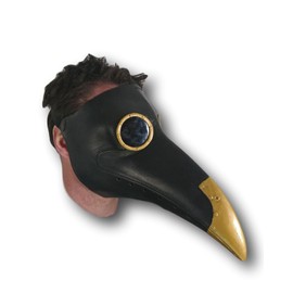 Johnniesfx Black & Gold Plague Doctor Latex Mask Steampunk Day of the Dead Bird