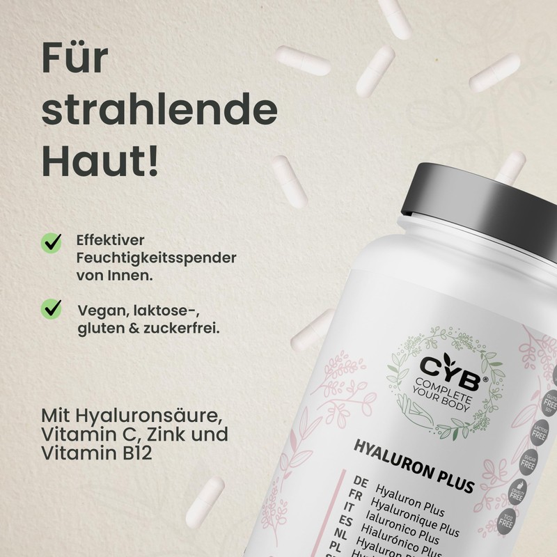 CYB Hyaluron Plus capsules, with vitamin C, B12 and zinc,