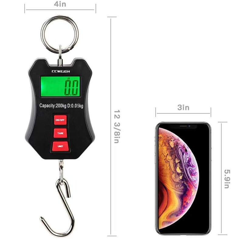 440lb/200kg Digital Crane Scale - Compact LCD Handheld Hanging Scale