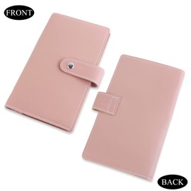 Czzmy Business Card Organizer,Business Card Holder Book Case PU Leather Organization Binder Name ID Card Holder for Men & Women, Up to 96 Cards Capacity(1-Pink)